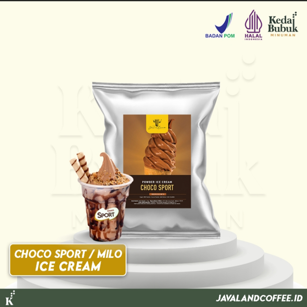 

Javaland Bubuk Ice Cream / Es Krim Rasa Choco Sport / Coklat 1Kg | Soft Ice Cream Powder