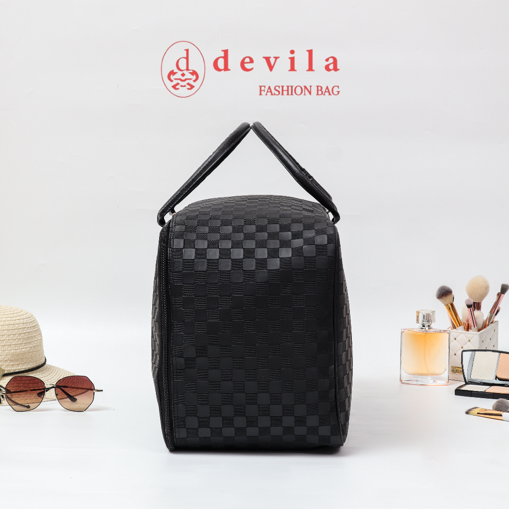 DVLA LUXURY BLACK BOXES WATERPROOF TRAVEL BAG JUMBO SIZE - Tas Koper Waterproof Ukuran Besar Motif Kotak Mewah Murah