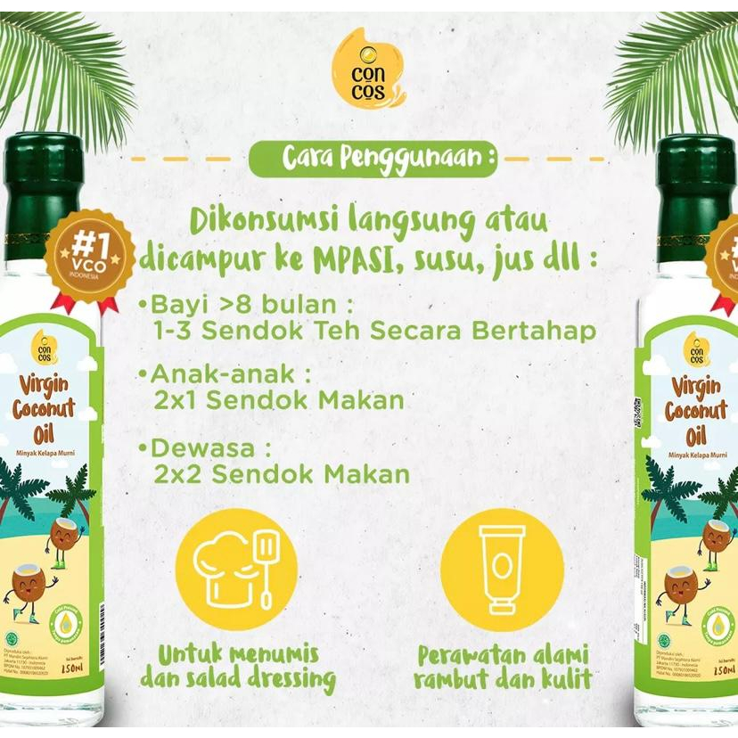 Concos Virgin Coconut Oil Original 100 ML / Minyak MPASI Oil / Minyak Kelapa Murni 100% / VCO for Kids