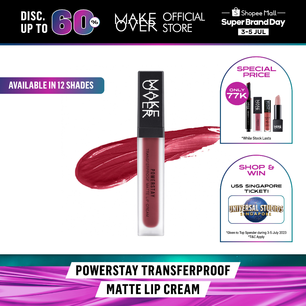 MAKE OVER Powerstay Transferproof Matte Lip Cream - Lipstick BEST SELLER tahan lama hingga 14 jam lipcream tidak kering ringan kissproof ombre lips nude