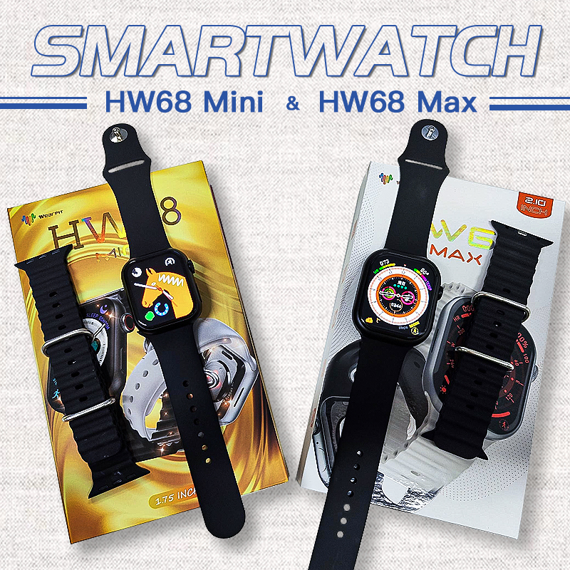 GARANSI✅HW68mini PK HW68Max IWO 41mm PK 49mm jam tangan pasangan Smartwatch Series 8 iwatch Wireles Charge Bisa BT Call 500+ Wallpaper Faces Sports Mood Waterproof Long Standby Watches Heart Rate Fitness Tracker