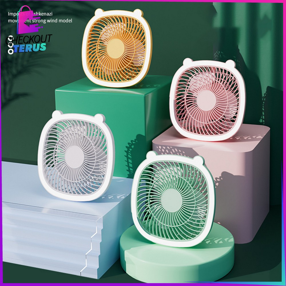 CT C880 Kipas Angin Mini Portable ada Lampu Kipas Mini Fan Cooling Portable Meja USB Charger Tidak Berisik