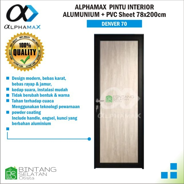 ALPHAMAX DENVER 70 PINTU INTERIOR ALUMUNIUM plus PVC Sheet 78x200cm