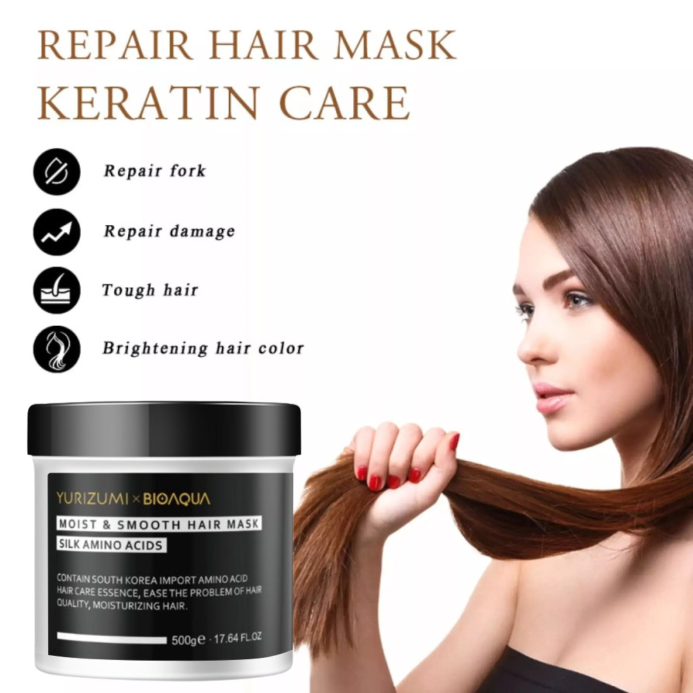 isi 500g YURIZUMI Hair Mask Smoothing Keratin Treatmen Rambut Rusak dan Kering Rontok Ala Korea Lembut Wangi Menyehatkan Sampai