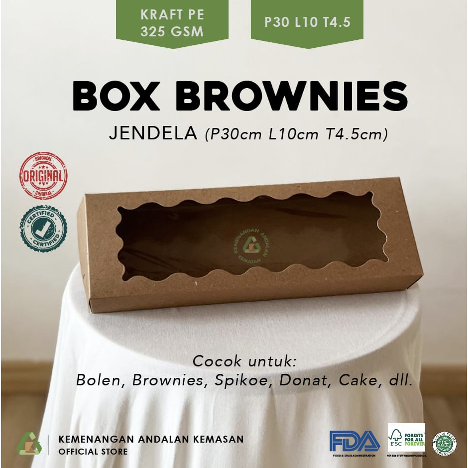 

Box Brownies Jendela // Dus Brownies 30x10x4.5 Jendela // Kemasan Brownies Laminasi Food Grade (WAJIB MEMBELI EXTRA PACKING)