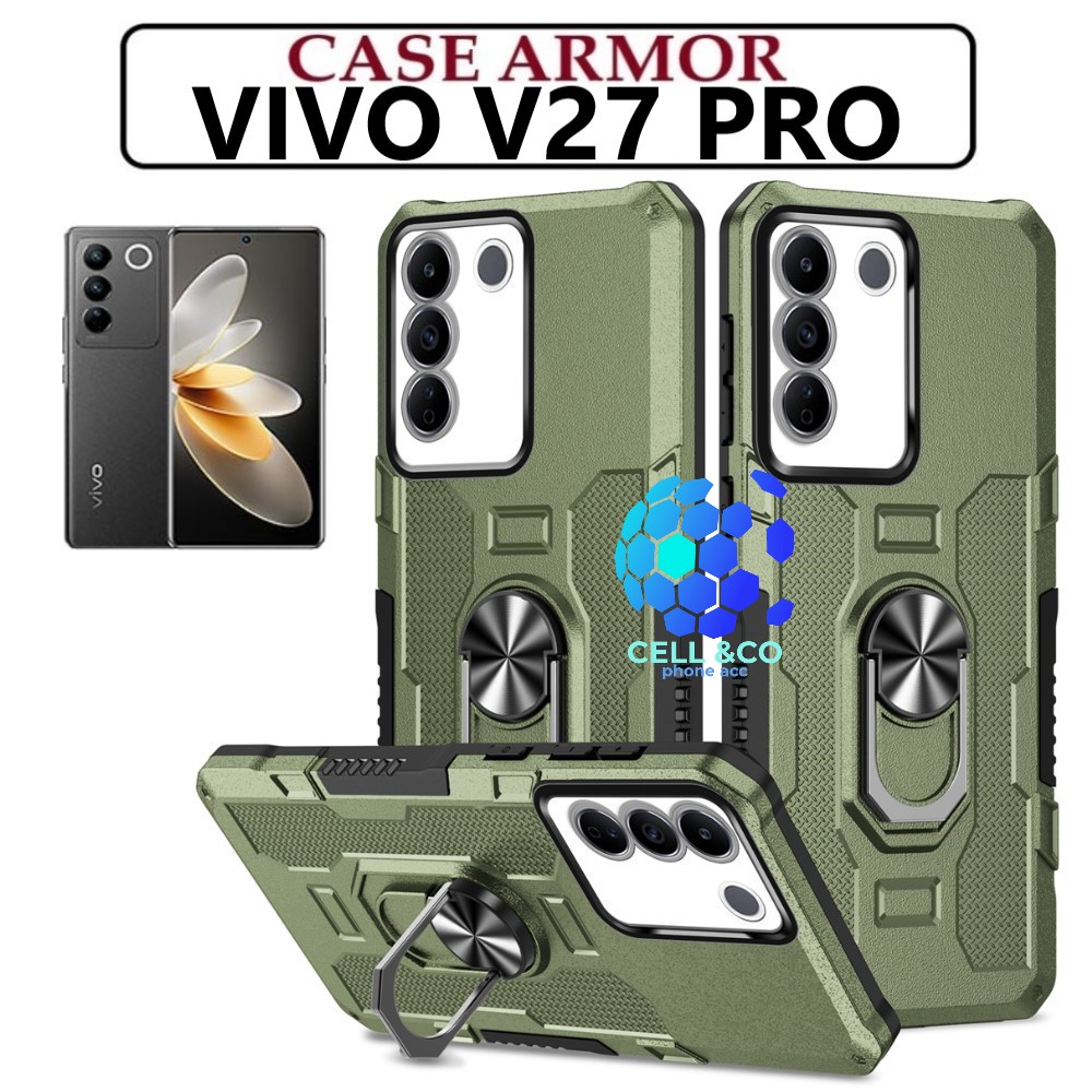 Case Armor VIVO V27 PRO Iring Cincin Magnetic Kesing Hp Protect kamera Premium Hard Case Standing Robot Pelindung Kamera VIVO V27 PRO