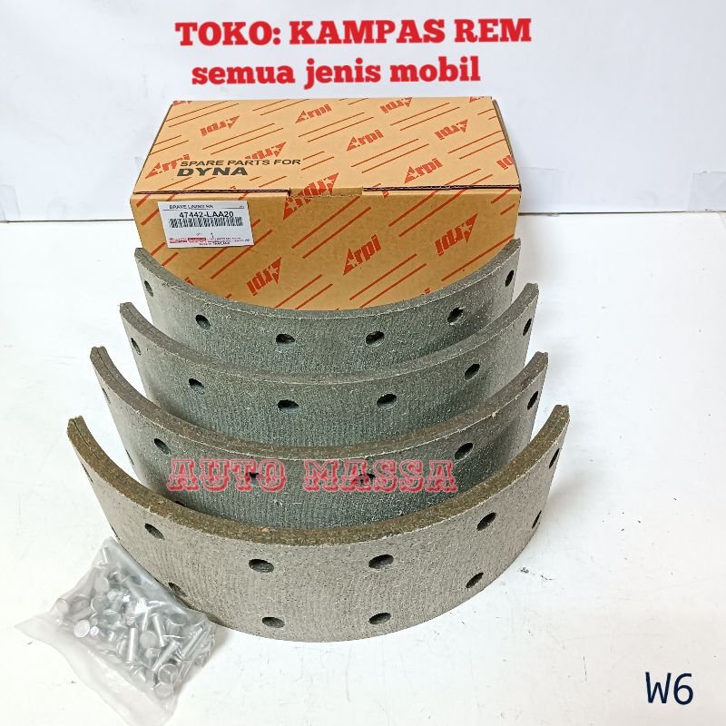 KAMPAS REM BELAKANG HINO DUTRO 130HDX-POWER + PAKU RIVET BRAKE LINING HINO DUTRO 130HDX-POWER + PAKU