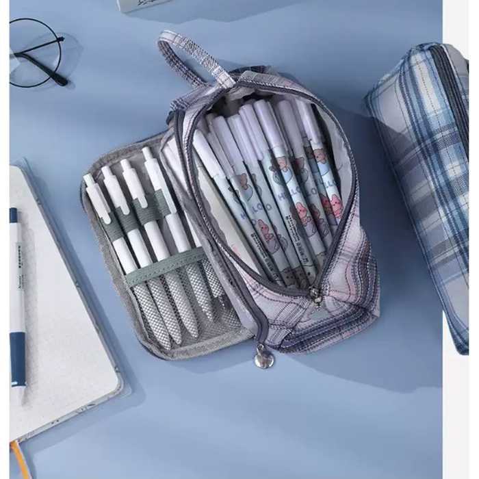 Tempat Pensil Large Capacity Motif Garis