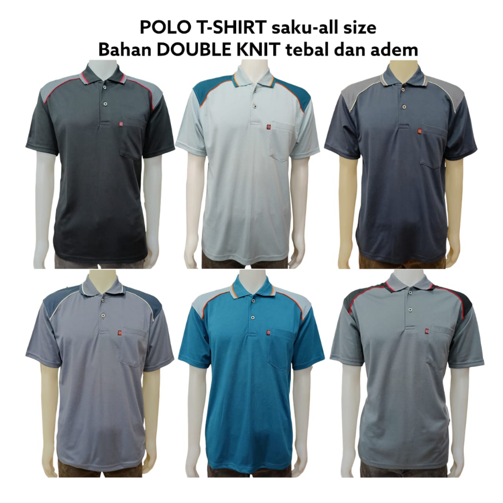 Noveli wear - Polo shirt pria polos saku all size doubel knit lengan pendek