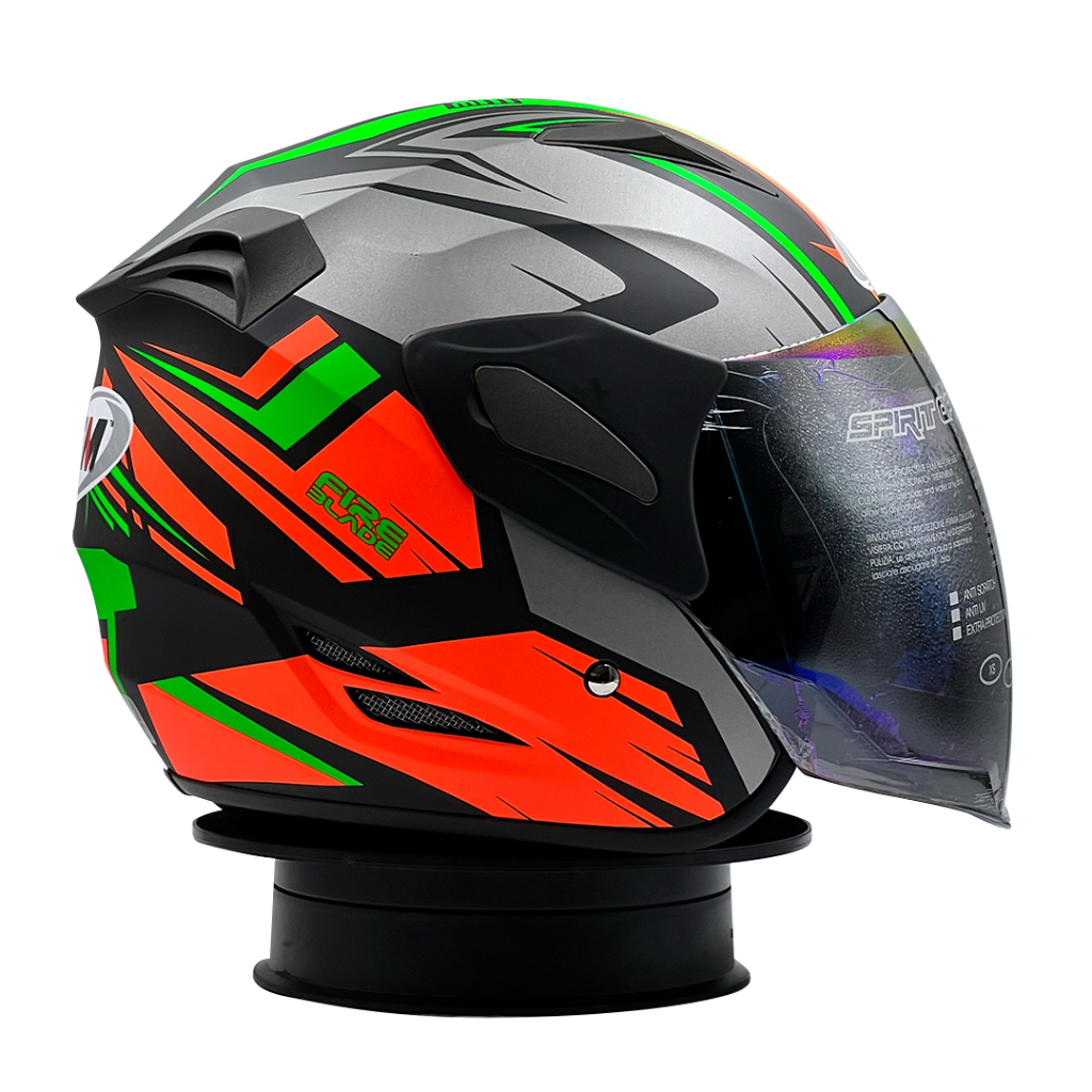 Helm GM Fighter Fire Blade Black Silver Orange Doff