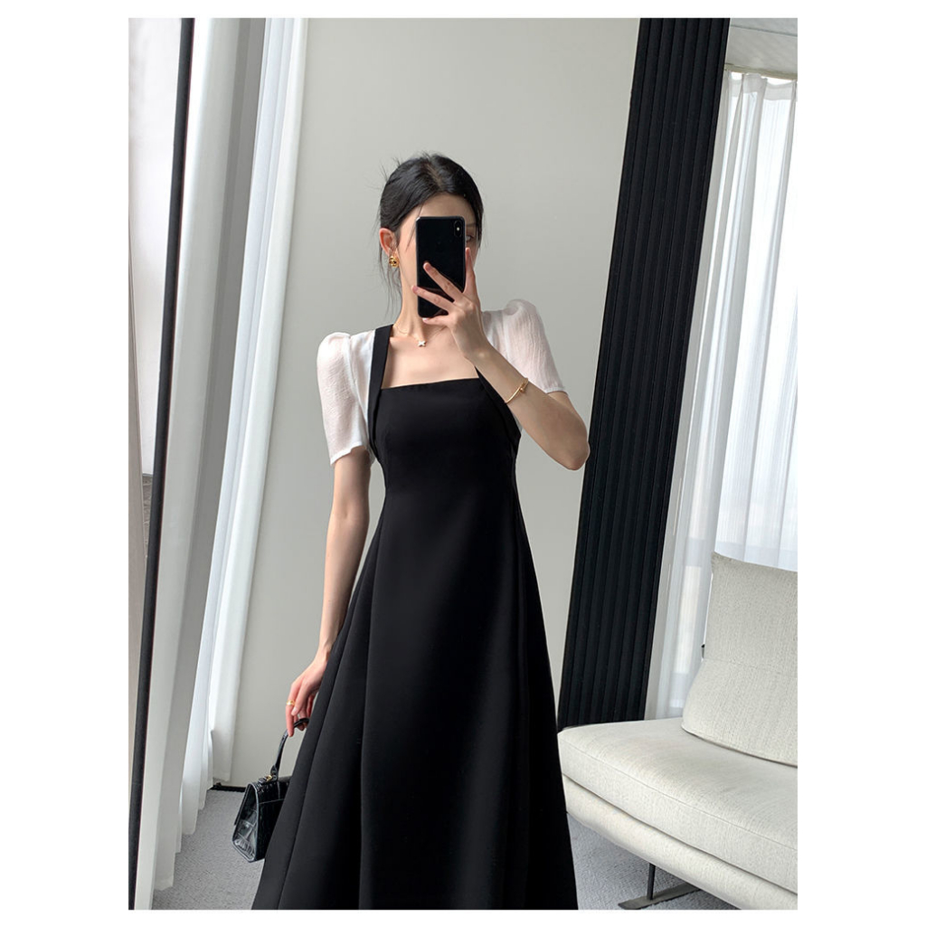 Basic id fashion Dres Korean style / Dres wanita + rompi / Gaun elegant gaya korean  / Dres pesta