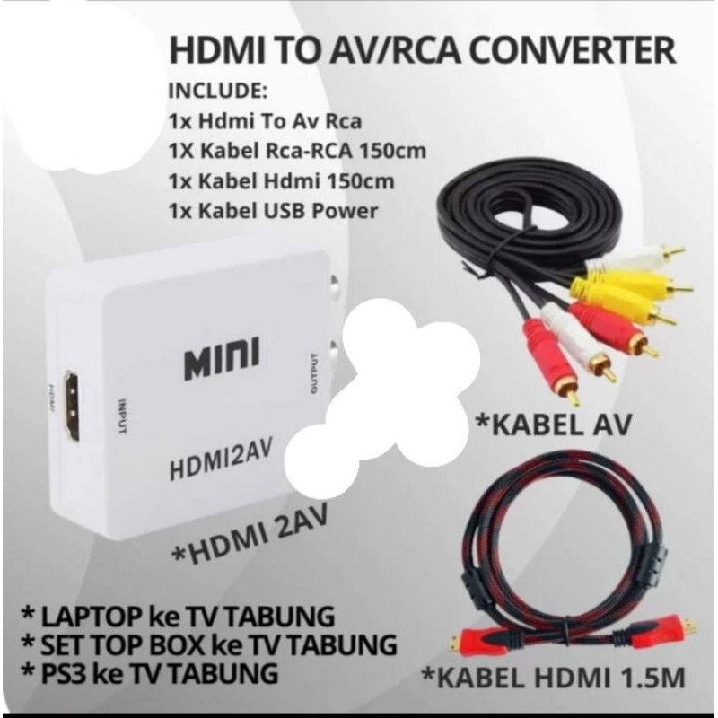 kabel HDMI to rca lap top ke tv tabung ,HDMI 2Av kabel HDMI rca/LR