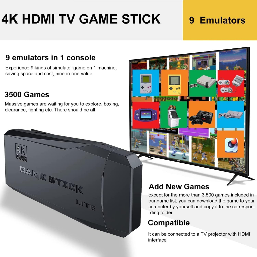 Konsol Video Game 2.4G, Pengontrol nirkabel ganda 4K 10000 + Game 64GB VENUS ACC