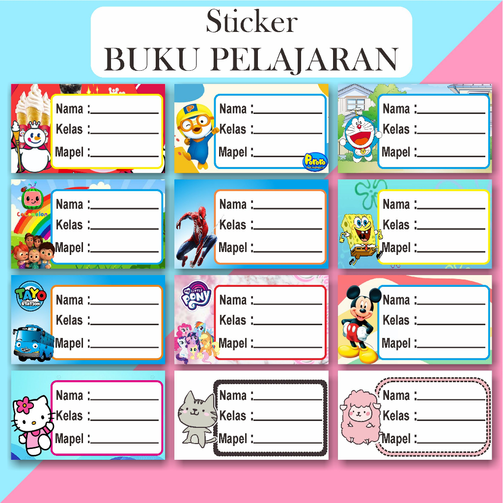 

30Pcs stiker Mata Pelajaran Sekolah Custom Nama Aesthetic - MAPEL Mixue Polos Smp