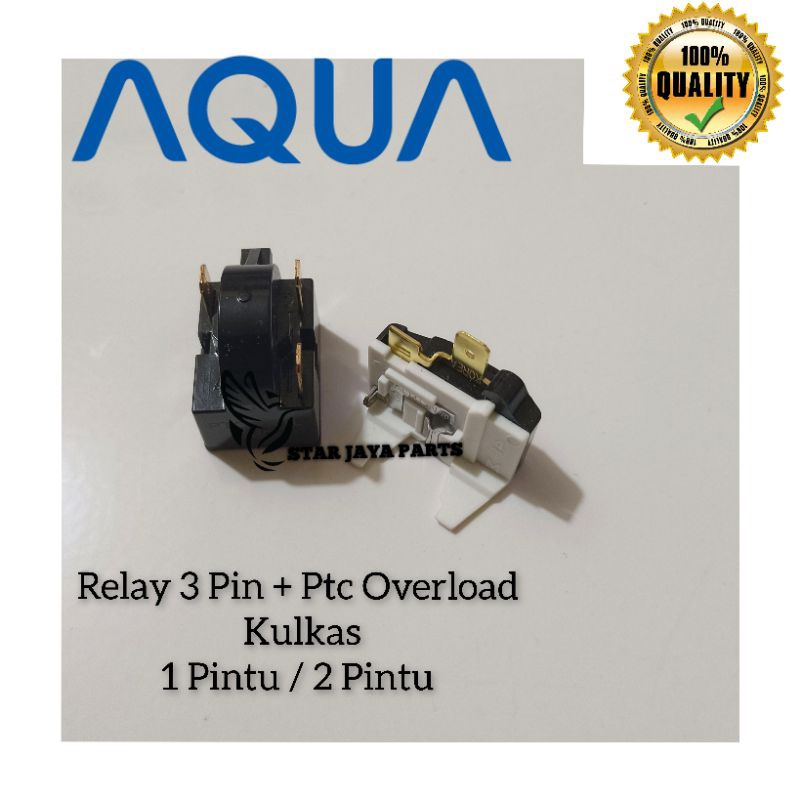 Relay Pin 3 + Ptc Overload Kulkas AQUA 1 Pintu dan 2 Pintu