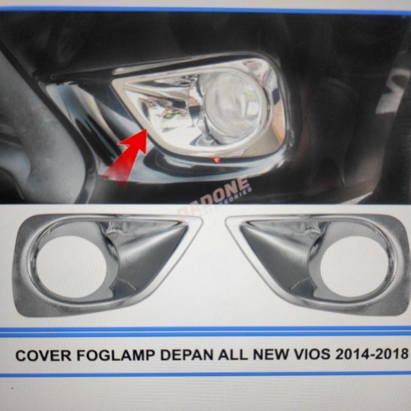 cover ring lampu foglamp bumper depan mobil toyota all new vios 2014 sampai 2018 2015 2016 2017 chrome crome tempel