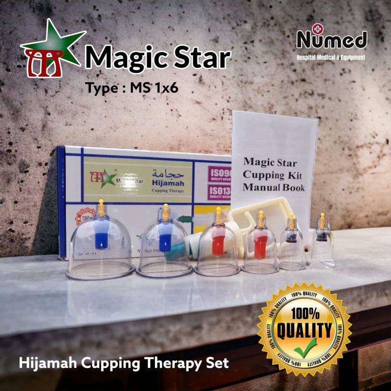 Alat Bekam Original Magic Star isi 6 Kop / Therapy Cupping Set Magic Star 6 Cup / Kop Angin Magic Star 6