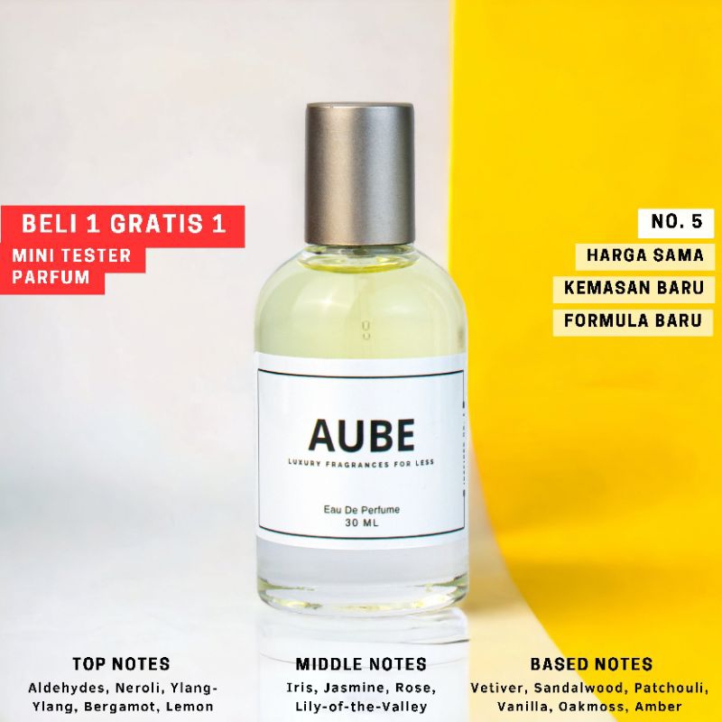 Chanel - No 5 30 ML Aroma Fresh Woody Powdery By Aube Inspired Parfum Wanita Tahan Lama Eau De Perfu