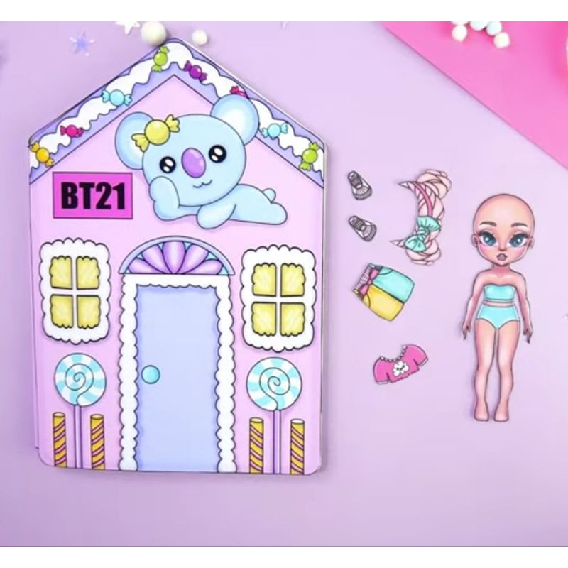 Mainan Paper Doll House KOYA BT21 Quiet Book