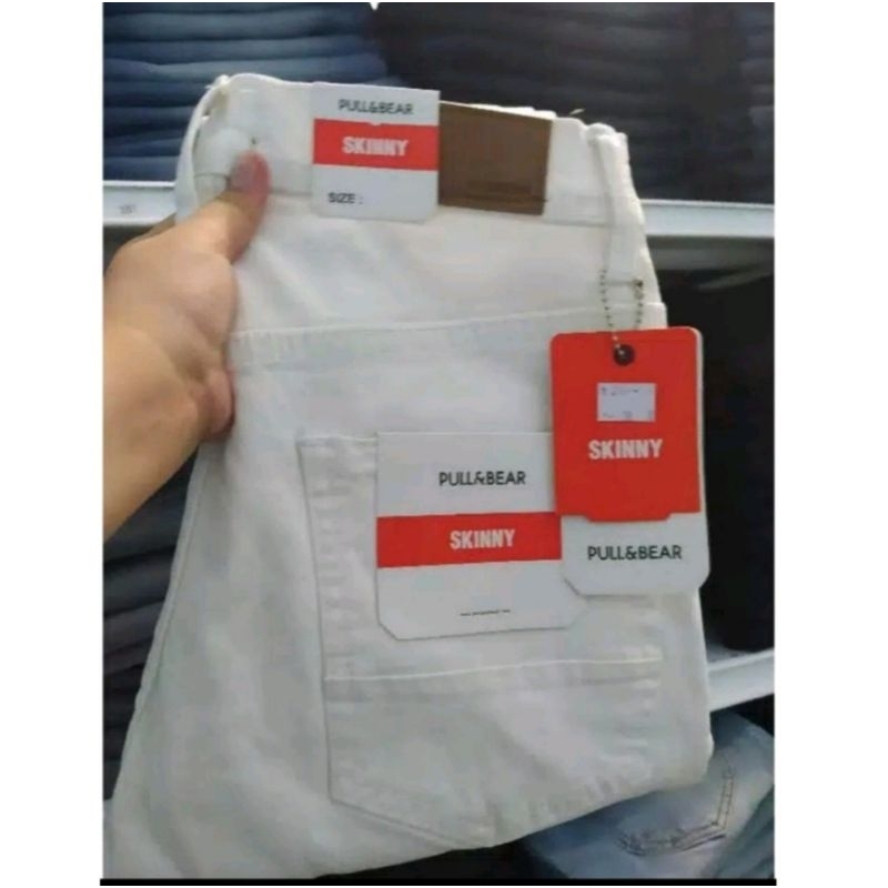 CELANA PANJANG JEANS PRIA PUTIH PULL&BEAR PREMIUM /CELANA PANJANG JEANS PRIA PUTIH SKINNY/CELANA PAN