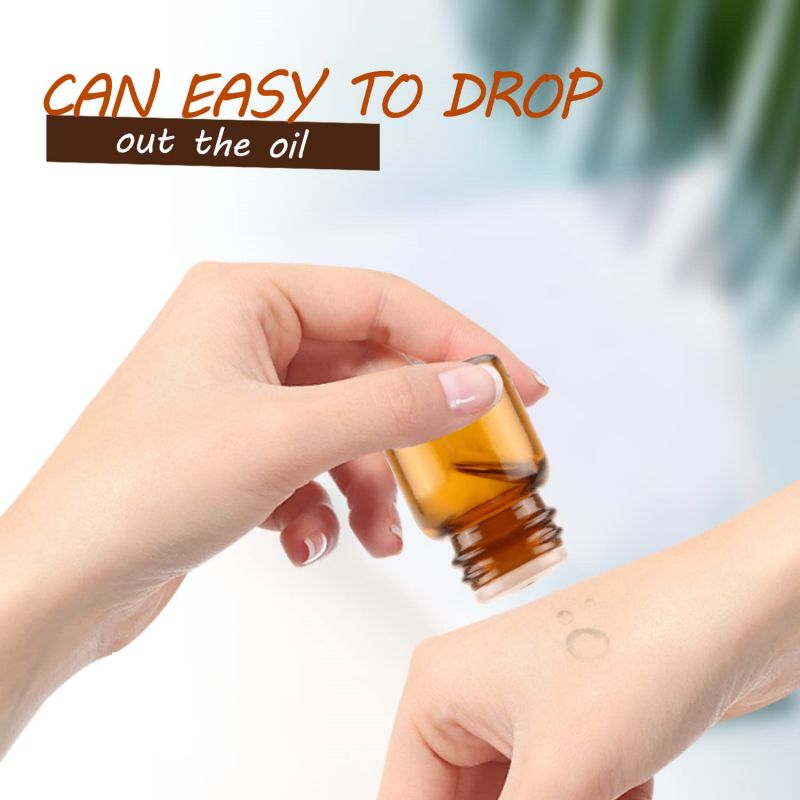 100pcs Botol Kaca Amber 3ml Botol Drop Kaca Botol Essential Oil Botol Dropper Dengan Tutup Segel