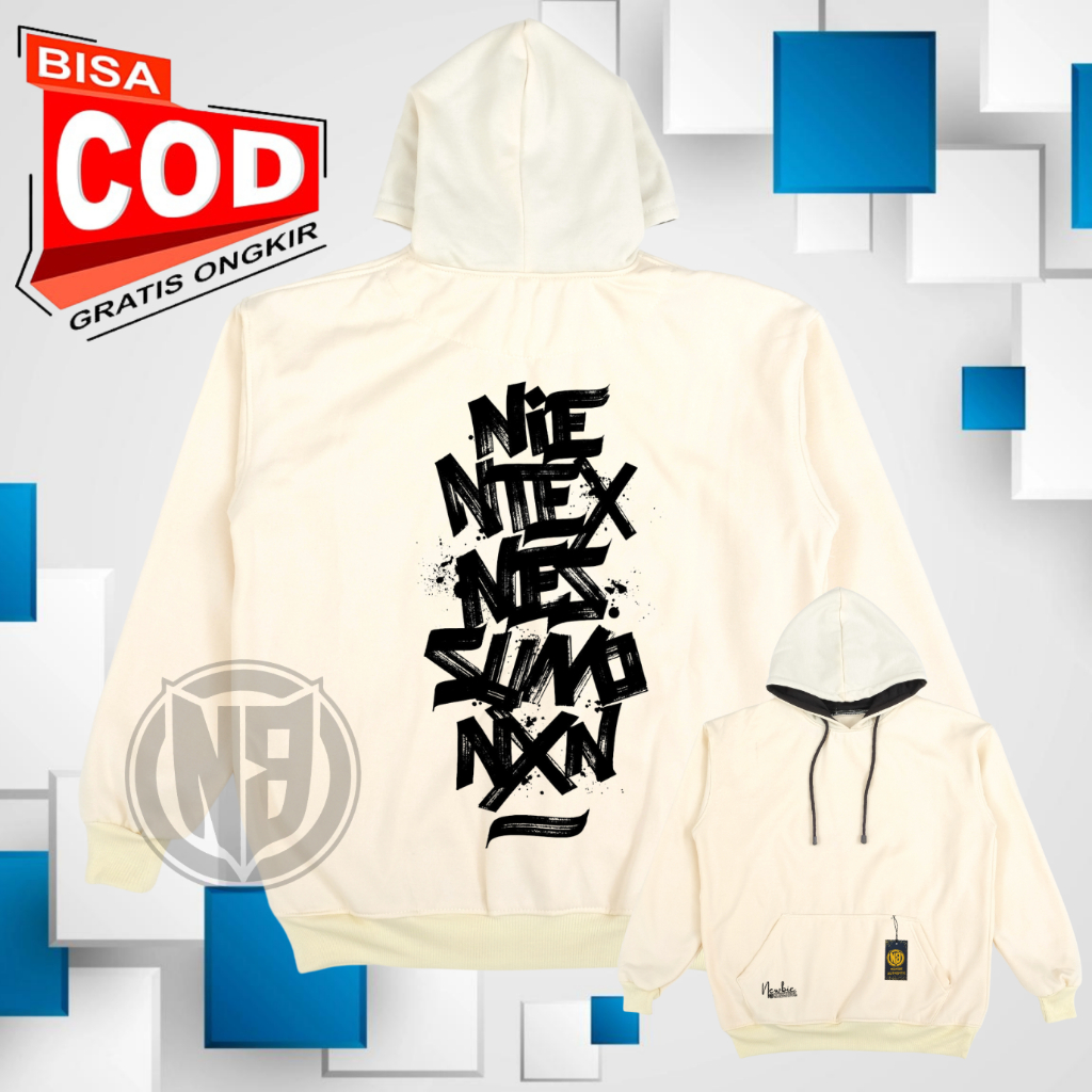 Sweater Cowok Cewek Motif Hoodie Jumper Cotton Fleece Premium Sablon Street Style Pria &amp; Wanita Size M-XXL Distro Warna (Beige,Hitam, Mint, Grey, Denim,