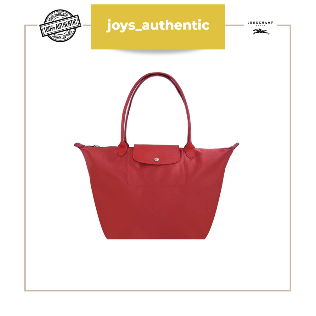 Tas wanita Longchamp neo large long handle llh merah red woman bag authentic original