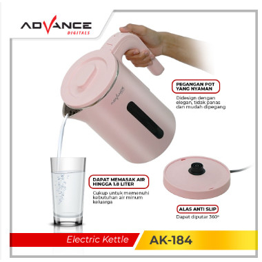 Teko Listrik Advance AK-184 Electric Kettle 1,8 Liter Stainless Steel 304 Food Grade