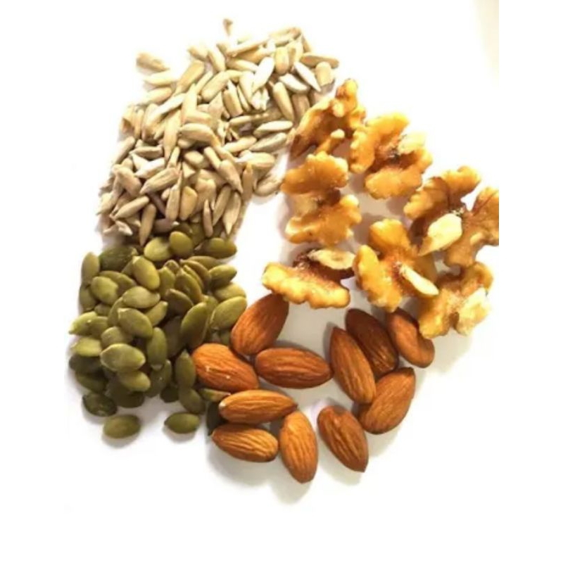 Campuran Omega 3 &amp; 6 Walnut - Almond - Sunflower Seed - Pumpkin Seed Roasted/Oven/Matang Siap Makan 1Kg 500gr 250gr 100gr