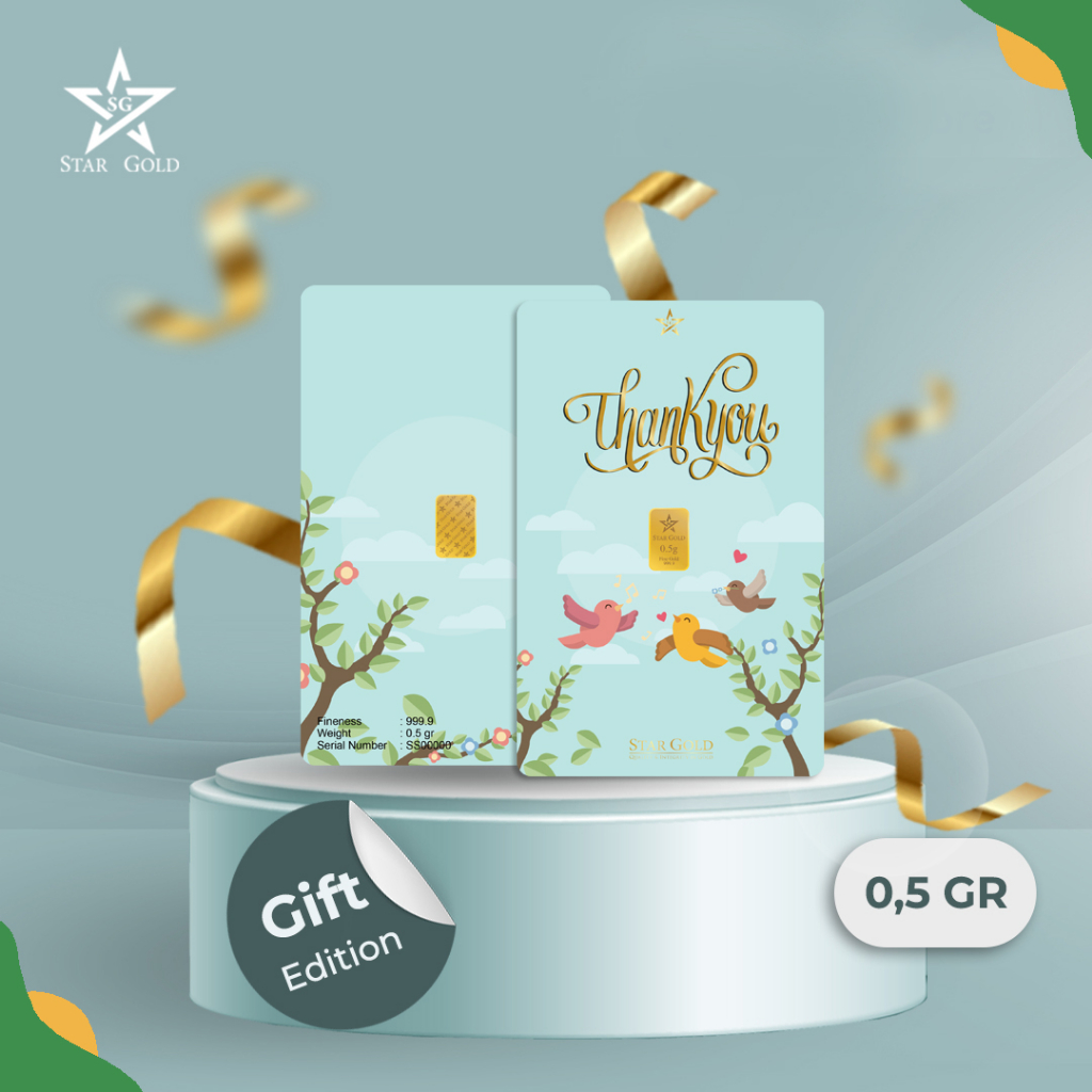 Emas Logam Mulia 24K StarGold Thank You Series 0.5gram dan 1gram