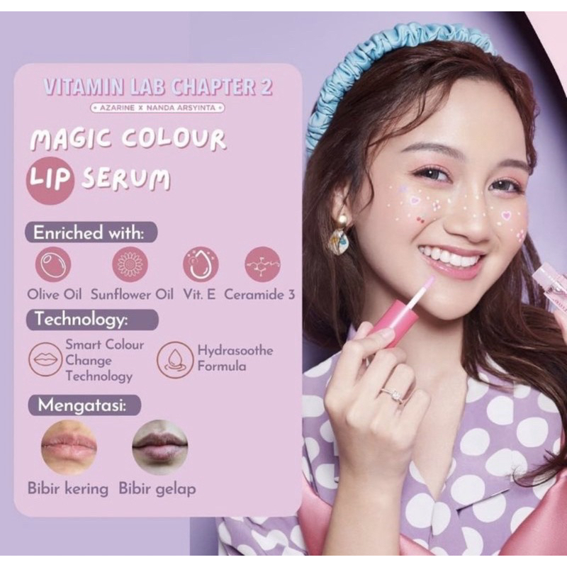 Azarine Magic Colour Lip Serum 3.5ml Original BPOM Pelembab Bibir Color