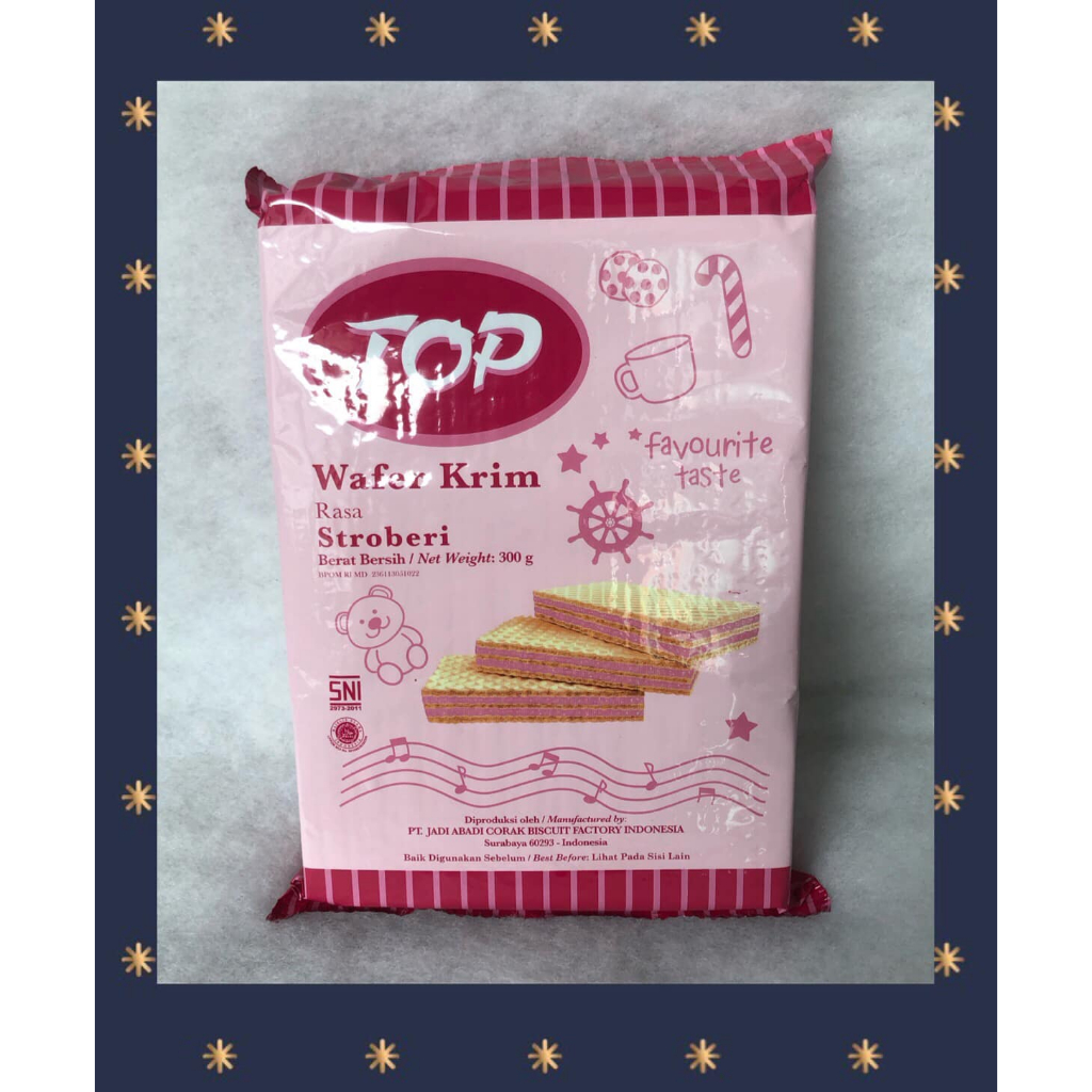 

Sekar_Shop07 Wafer Top Rasa Coklat Strawberry Pandan Vanilla 250Gr