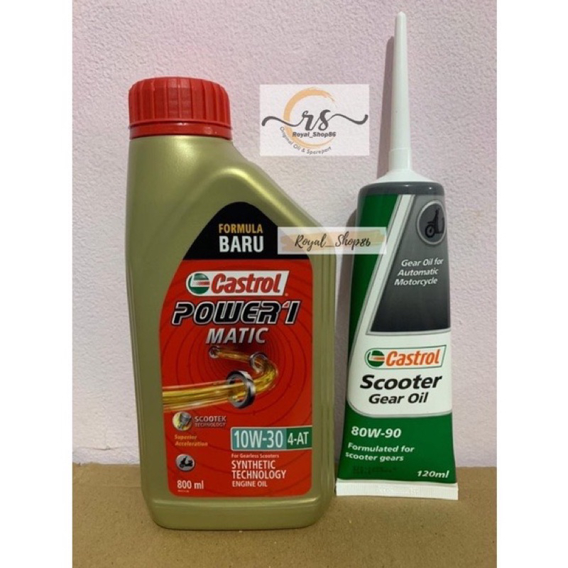 oli castrol power 1 matic sae 10w-30 0,8 Liter &amp; Oli Gardan Castrol 120ml Original