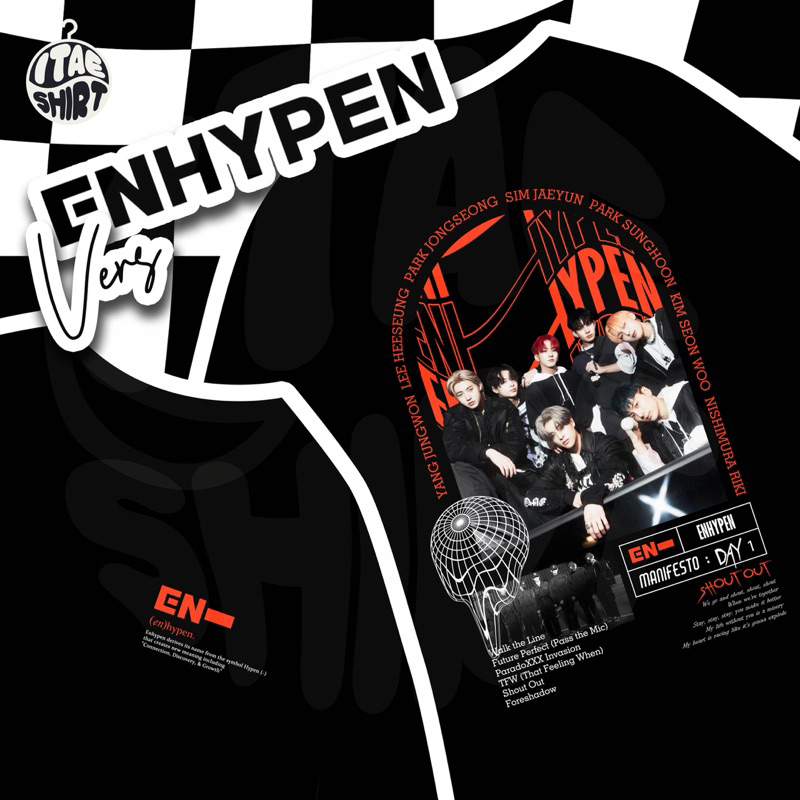 ENHYPEN T-SHIRT | ENHYPEN KAOS | ENHYPEN vers - black | Engene vers - White T-Shirt | Heeseung | Jak