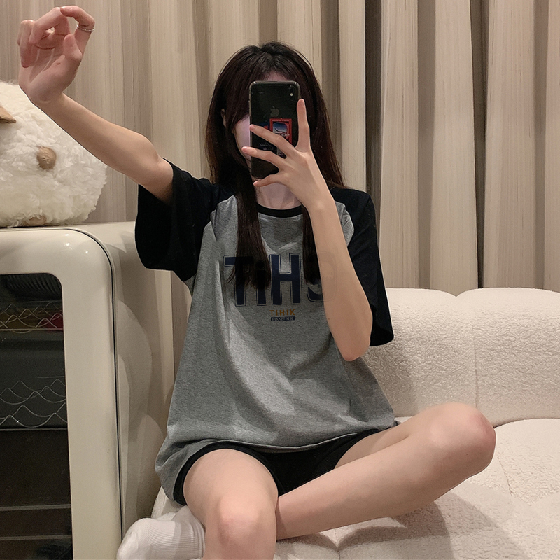 Print T-shirt Kaos Lengan Pendek Vintage Thik Printing Oversize Atasan Wanita Korean Style