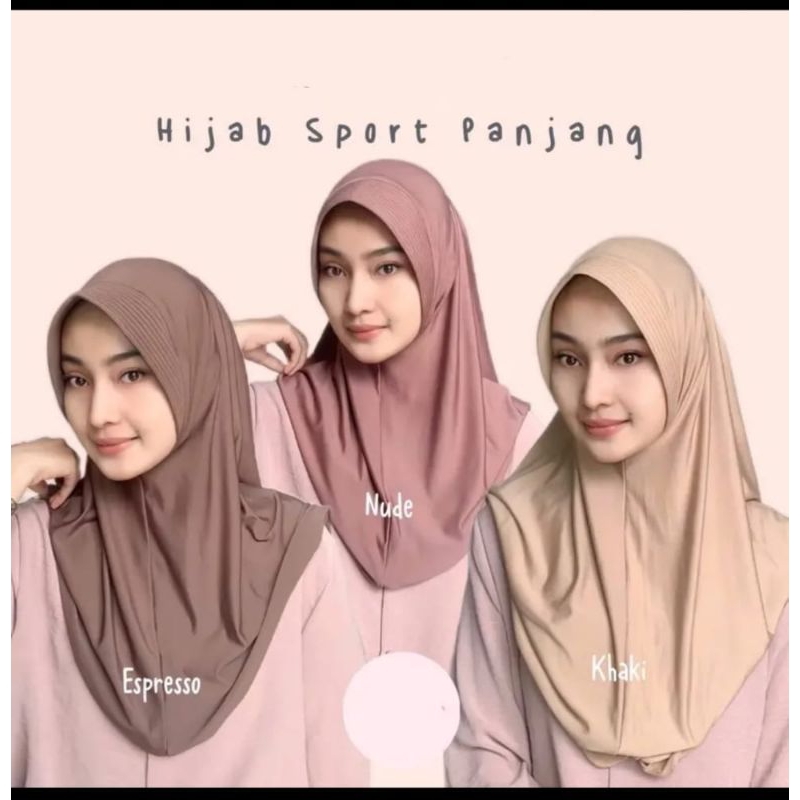 hijab sport panjang syari bergo sport size M jersey premium