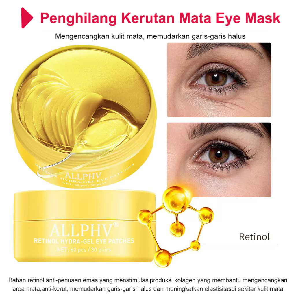 Allphv Eye Mask Vitamin C Remove Dark Circles  Retinol Remove Wrinkle  Remove Eye Bag Masker Mata Panda