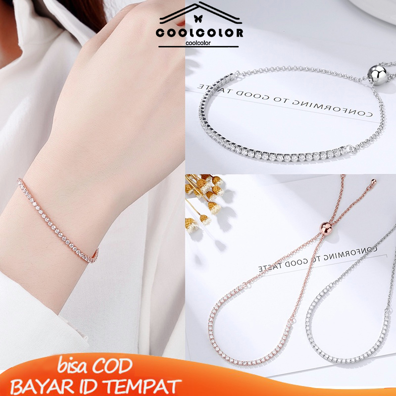 COD✨Fashion Wanita Gelang Serut Emas Anti karat Dan Anti Luntur Putih Yang Bisa Disesuaikan Korea Murah Jewelry Aksesoris 2022 Terbaru Ready Stock