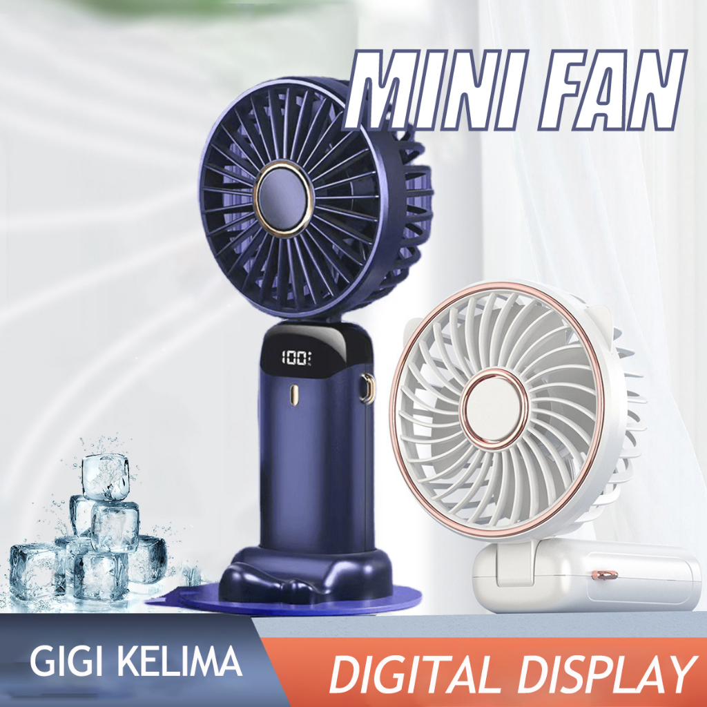 Neck Fan Kipas Lipat Leher 5-Speed Wind LED Display Hanging Kipas Leher USB Charge Kipas angin mini portable Gantung Leher Kipas Angin Leher Lipat Portabel USB