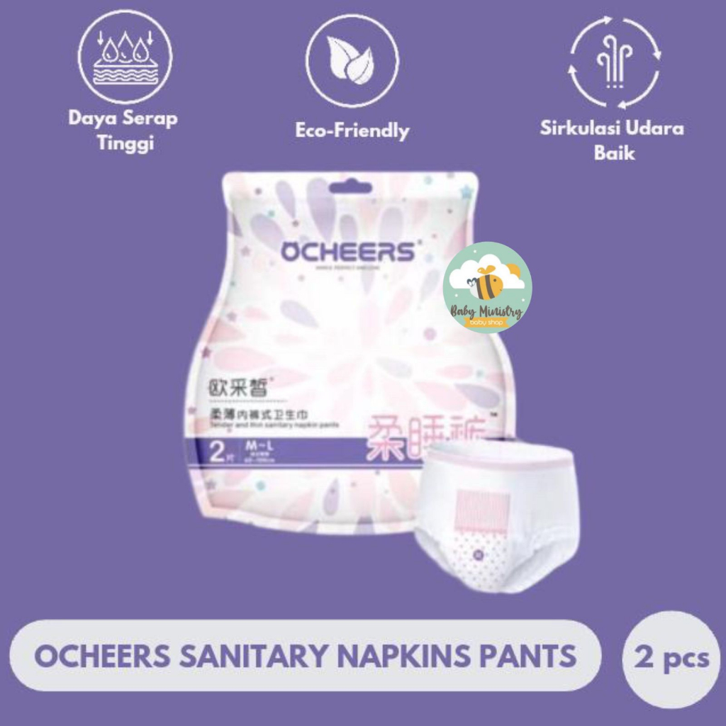 OCHEERS Sanitary Napkins Pants 1 Pack Isi 2 - Celana Menstruasi / pembalut bersalin nifas / pembalut menstruasi bentuk celana / hypoallergenic / katun lembut / SAP diapers / popok celana / anti bocor