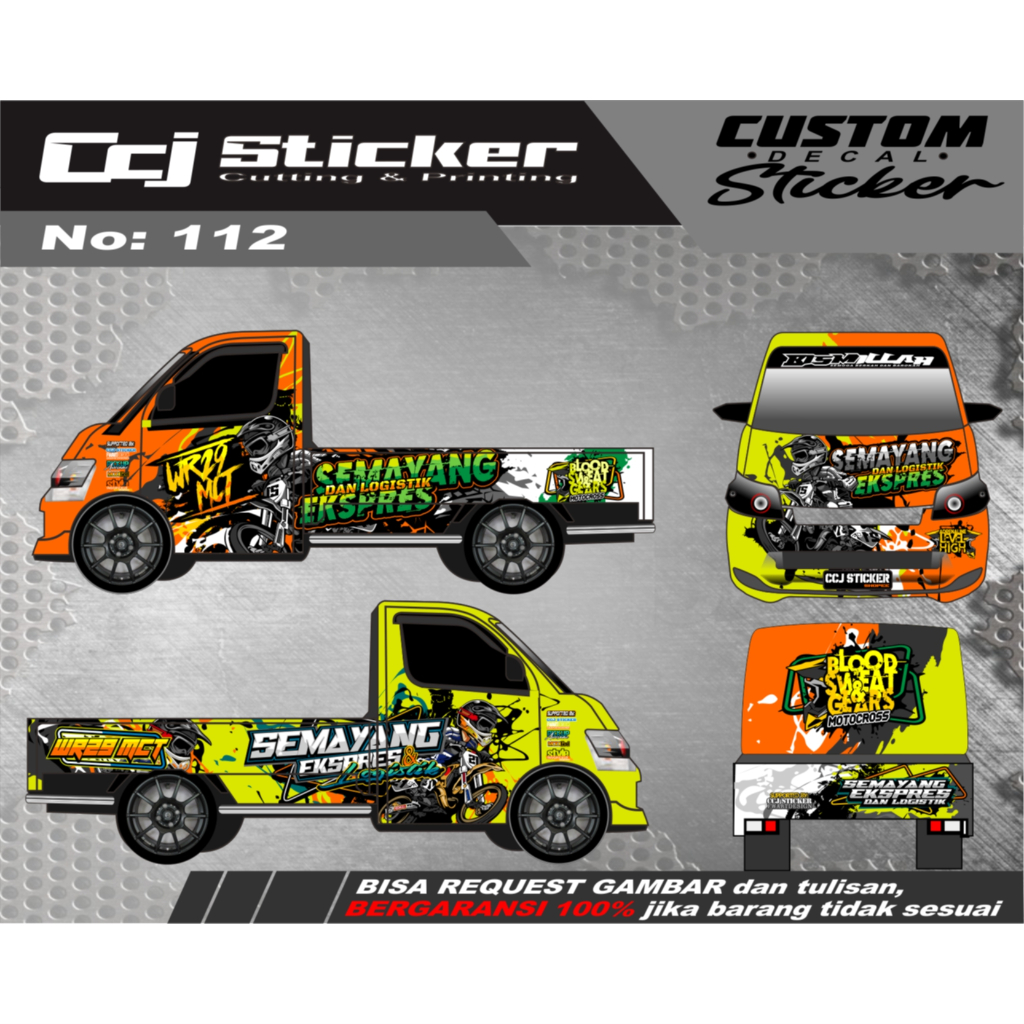 Decal stiker mobil pick up sticker mobil L300, Granmax, T120ss, futura, new carry decal printing men
