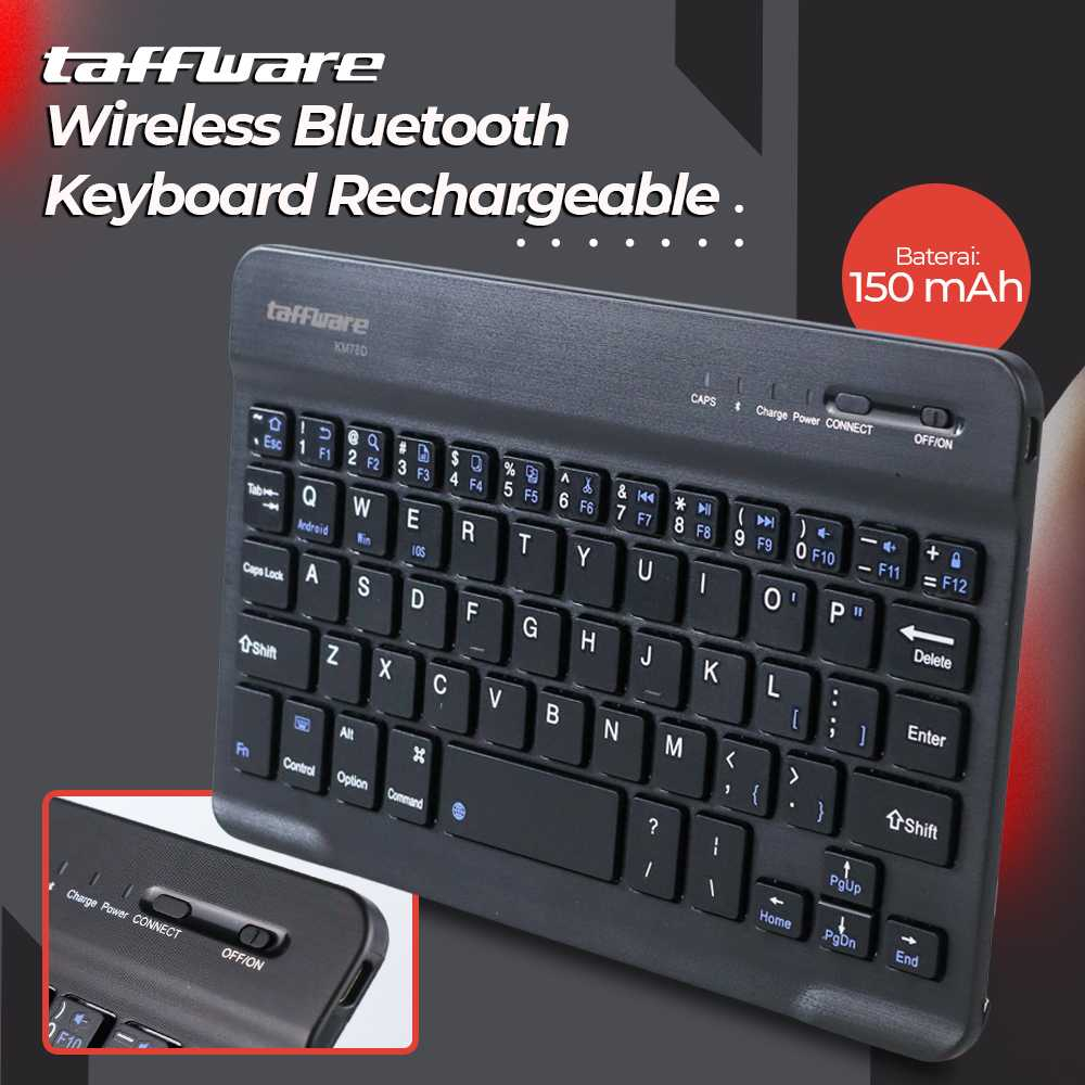 Taffware Wireless Bluetooth Keyboard Rechargeable