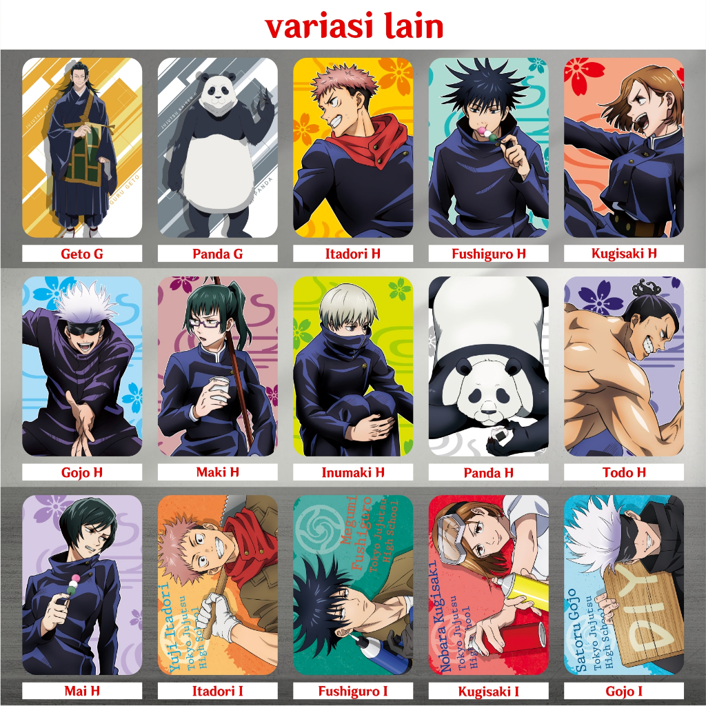 Koleksi Photocard / Kartu Anime Jujutsu Kaisen A - Itadori Fushiguro Kugisaki Gojo Sukuna Inumaki Maki Nanami Yuuta