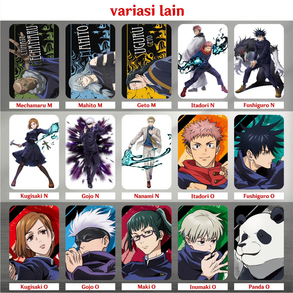 Koleksi Photocard / Kartu Anime Jujutsu Kaisen A - Itadori Fushiguro Kugisaki Gojo Sukuna Inumaki Maki Nanami Yuuta