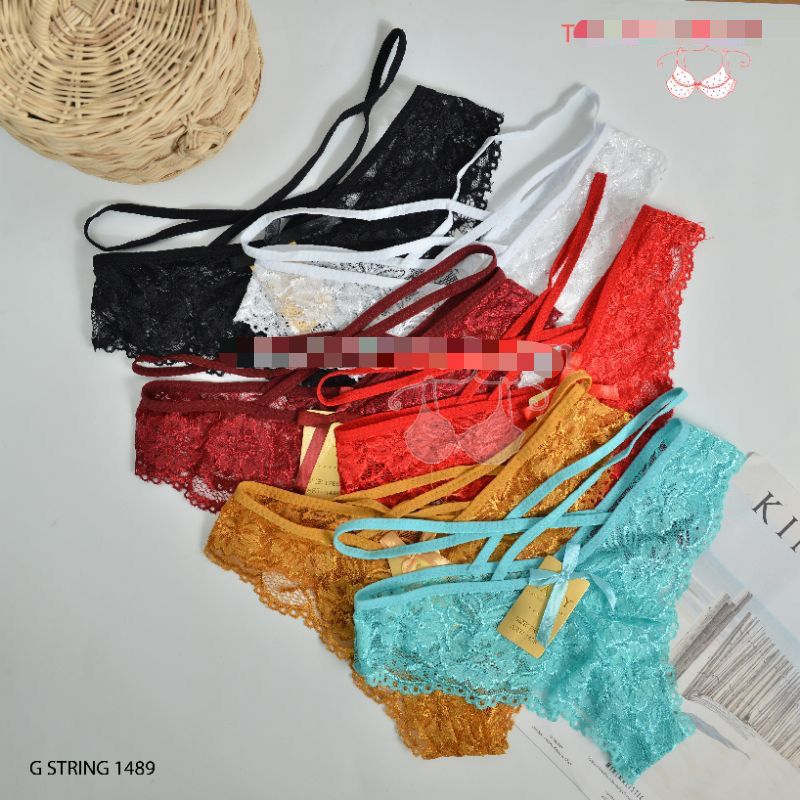 CD G STRINGS 1489 TALLY - GSTRING TALLY 1489 CD SEKSI CELANA DALAM BROKAT RENDA Lingerie Sexy Celana dalam Open G String Renda Transparent Seamless Sexy G String Open Lingerie Crotch Thongs Lace Pantie Briefs