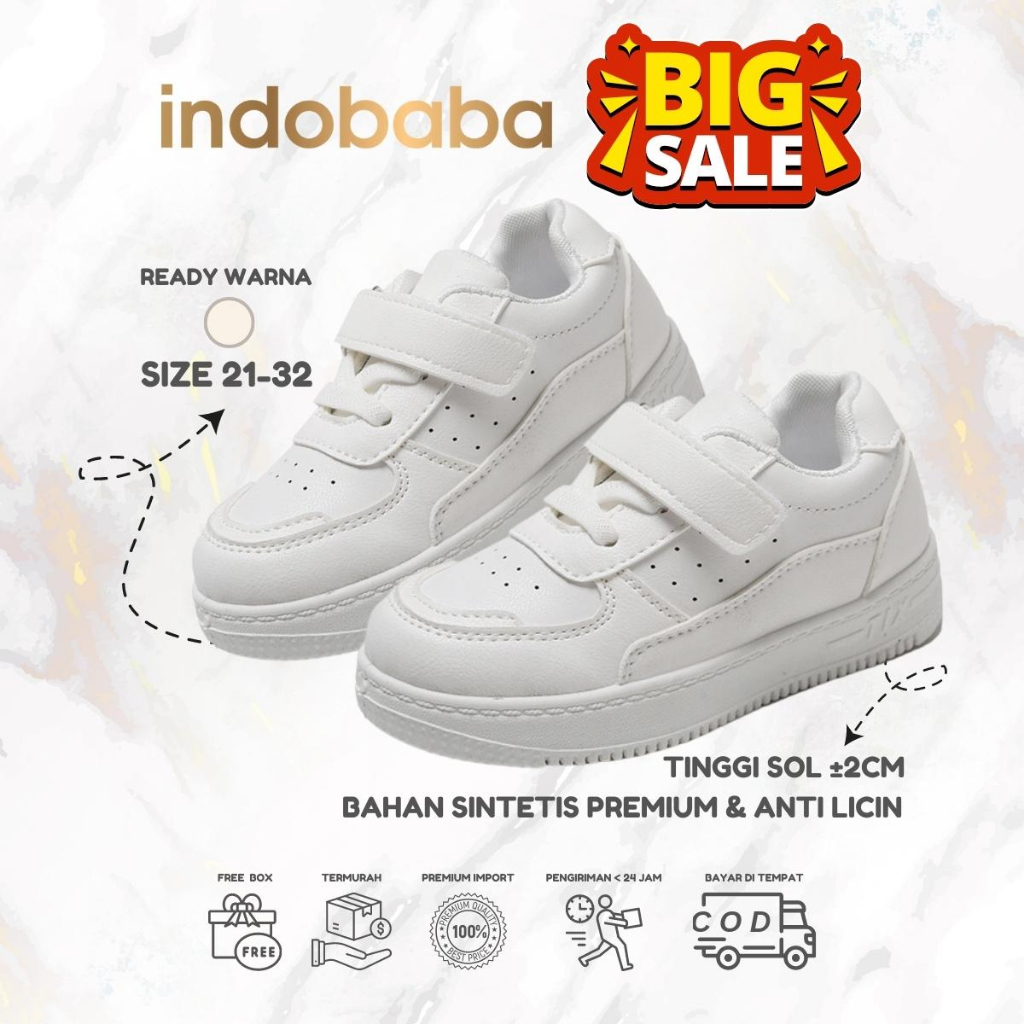 indobaba Sepatu Anak Perempuan Sneakers Anak Warna Putih Import Premium Quality S142