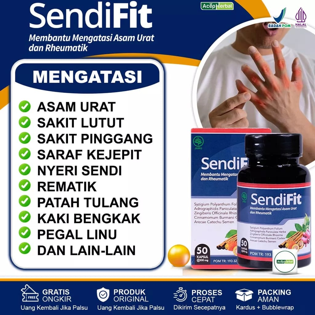

PROMO!!! SendiFit Asli Obat Saraf Kejepit Sakit Pinggang Belakang Nyeri Sendi Nyeri Otot Nyeri Lutut Pengapuran Tulang Asam Urat Rematik