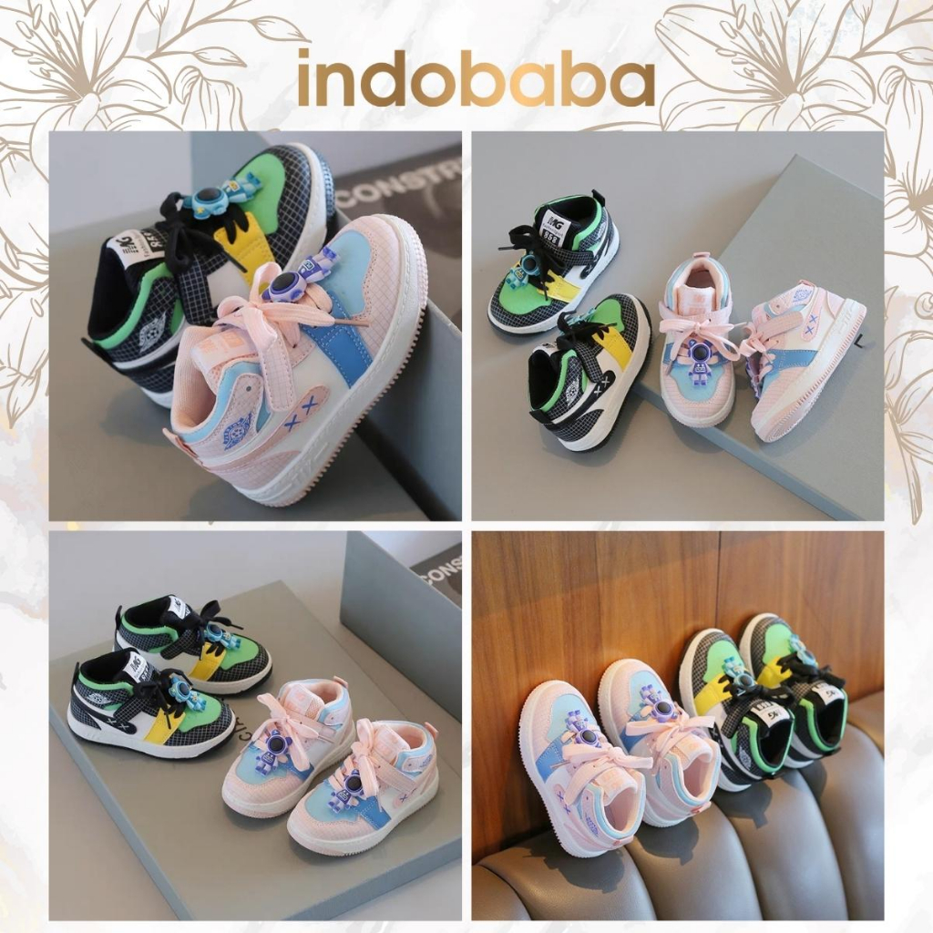 indobaba Sepatu Anak Perempuan Sneakers Anak Import Fashion Sport Motif Astronot 1-5 Tahun S153