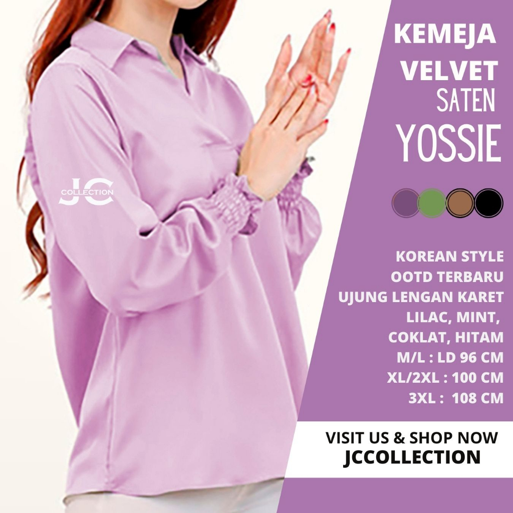 Kemeja Korea Wanita Safirre Ruby lengan panjang Gaya Korea Jossia - JCCollections