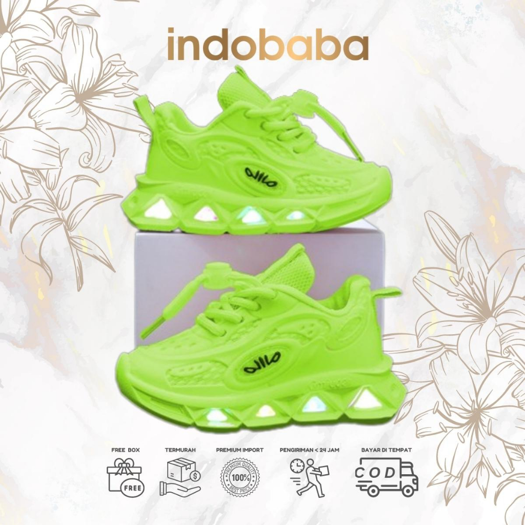 indobaba Sepatu Anak Perempuan Sneakers Anak Led Import Premium High Quality 1-7 Tahun S170